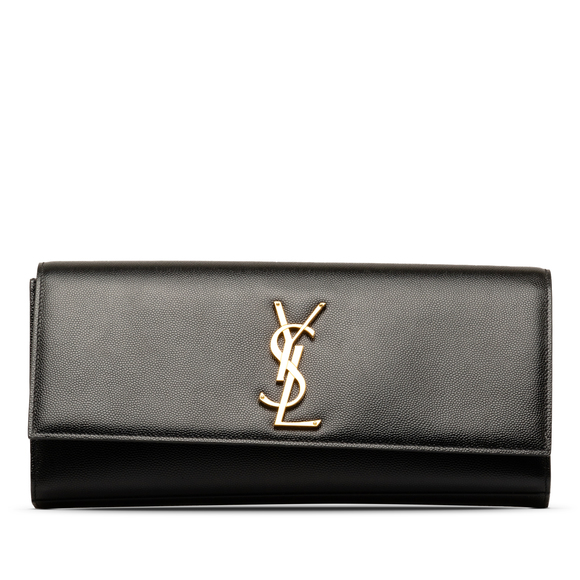 Yves Saint Laurent Handbags - SAINT LAURENT Grain de Poudre Monogram Cassandre Clutch Clutch Bag